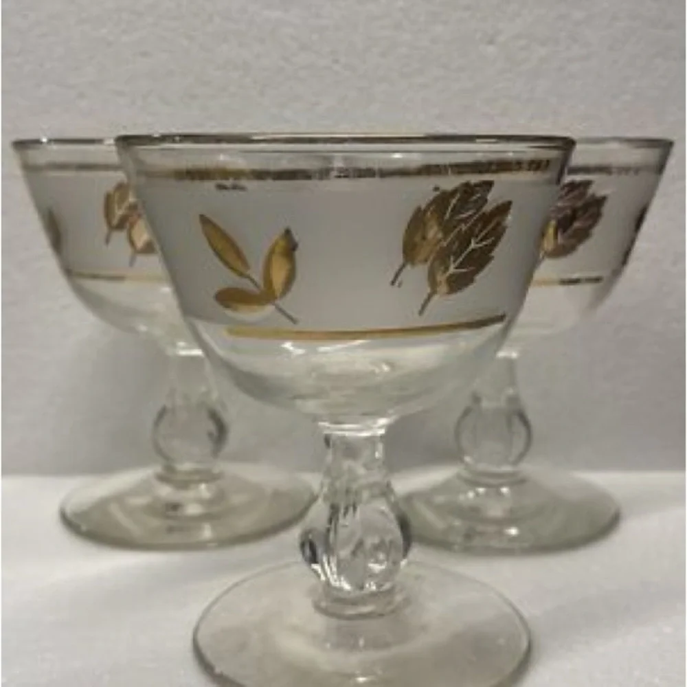 Vintage Libbey Golden Foliage Cocktail Glasses - Set of 3